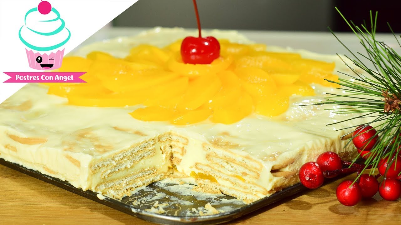Postre de Galletas Maria con Durazno