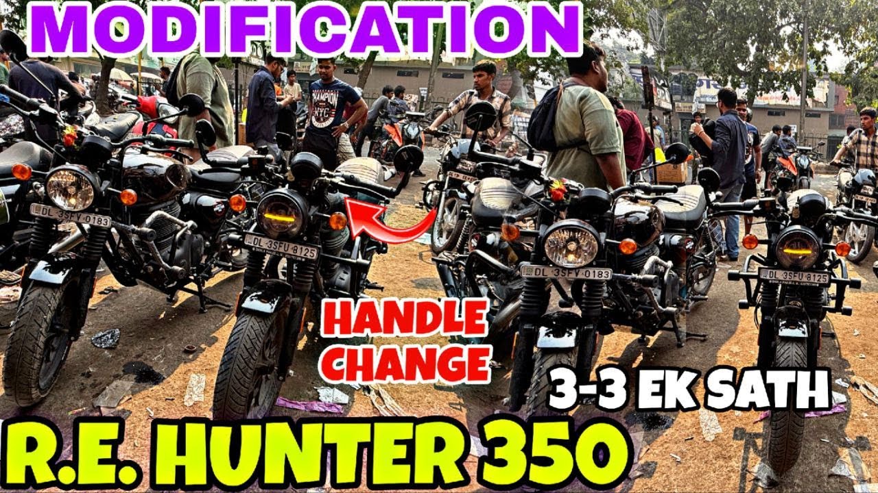 Ek Sath 3-3 Royal Enfield HUNTER 350 Modified | Handle Change | Headlight | Crash guard |