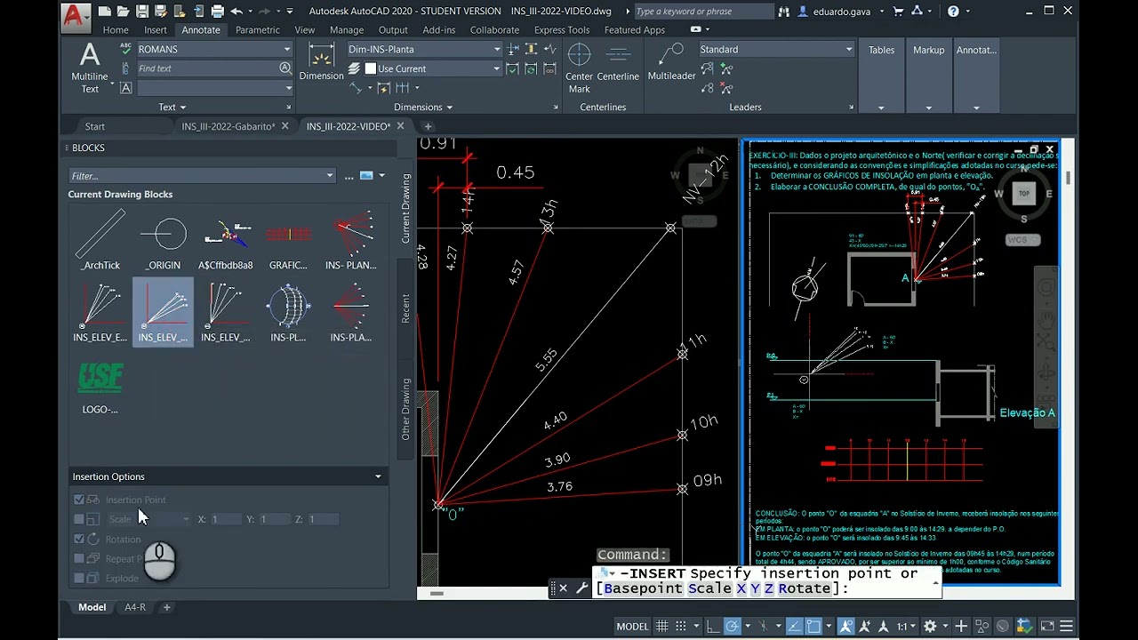 Vídeo Tutorial INSOLAÇÃO  Exercício III  2022