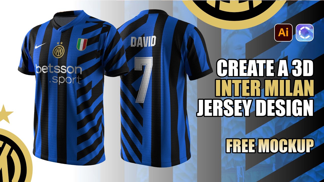 Create a 3D Inter Milan Jersey Design  | Free Mockup Jersey | Adobe Illustrator | CLO3D
