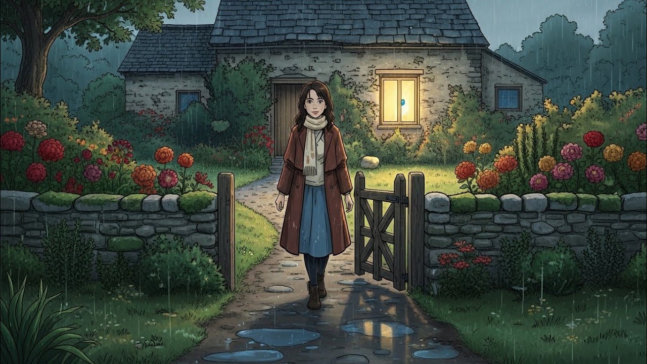 Cozy Autumn Cottage in the Rain | Relaxing Ghibli Inspired Animated Short