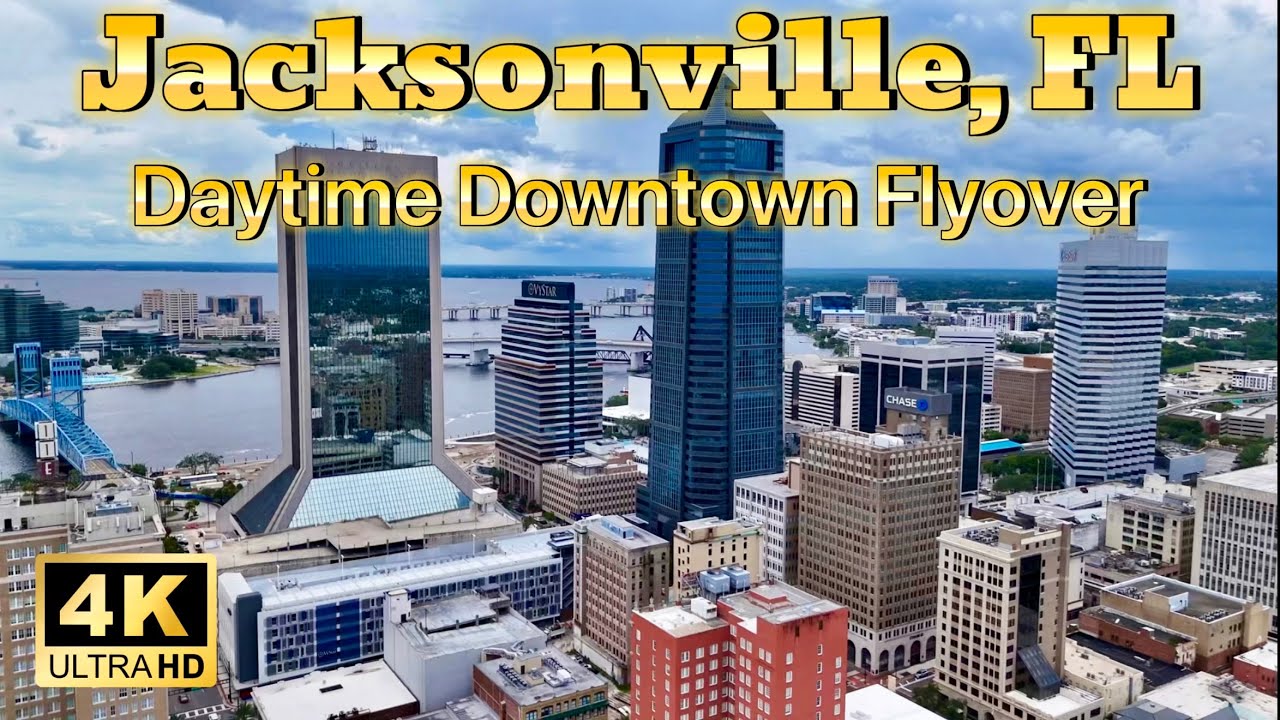 4K Drone Flyover of Downtown Jacksonville | Skyline, Southbank & Sports Complex