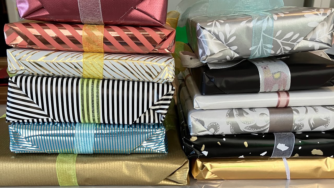 Claire’s ASMR Gift wrapping 🎁 gift wrapping 12 books 🌈 1 HOUR gift wrapping 💝 no talking