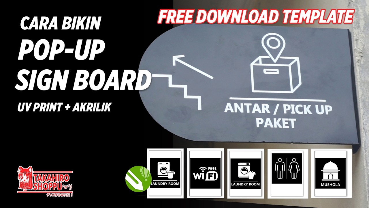FREE DOWNLOAD TEMPLATE❗ CARA BIKIN POP-UP SIGN BOARD AKRILIK