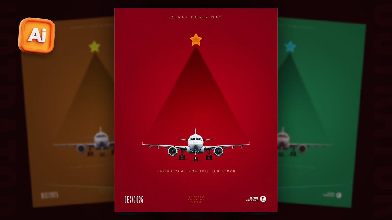 Современный рождественский постер в Illustrator | Уроки Illustrator | Дизайн рождественского постера