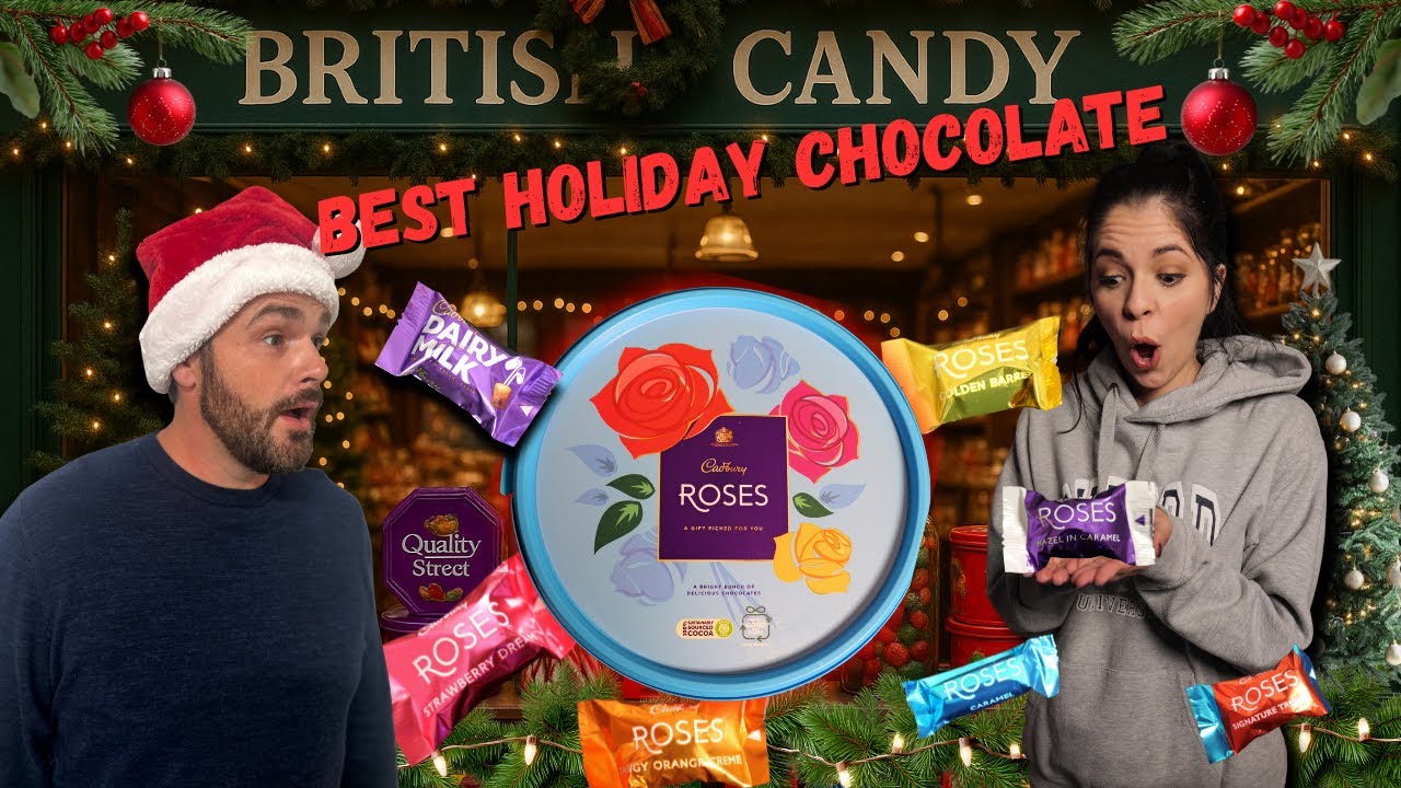 AMERICANS TRY BRITISH CHRISTMAS CHOCOLATE CADBURY ROSES FOR THE FIRST TIME & ARE AMAZED.