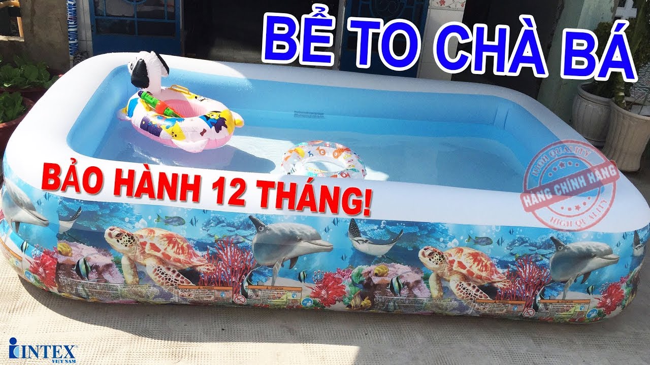 Bể bơi phao đại dương to ch&agrave; b&aacute;, con bơi ho&agrave;i kh&ocirc;ng muốn l&ecirc;n