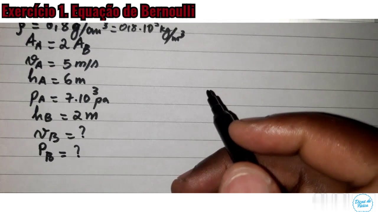 Aula 4. Exercício sobre Equação de Bernoulli (Exercício 1)