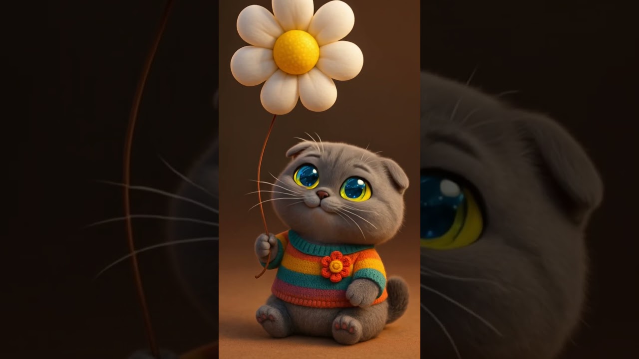 Zoa&rsquo;s Sweet Balloon Play 🌼🐱 Holding Her Daisy Treasure| Zoa&rsquo;s Daily Paw #22 #ai #cat #cute