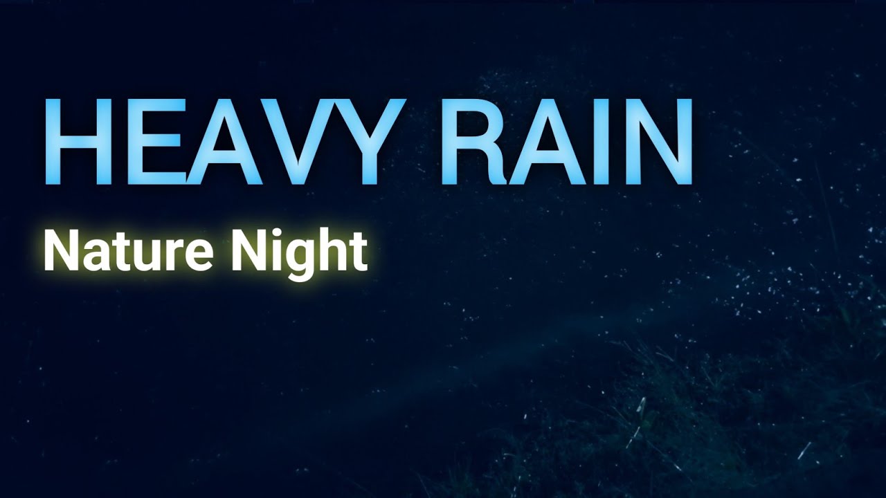 HEAVY RAIN at Night with Distant Frogs | Rolling Thunder Ambience (Dark Screen)