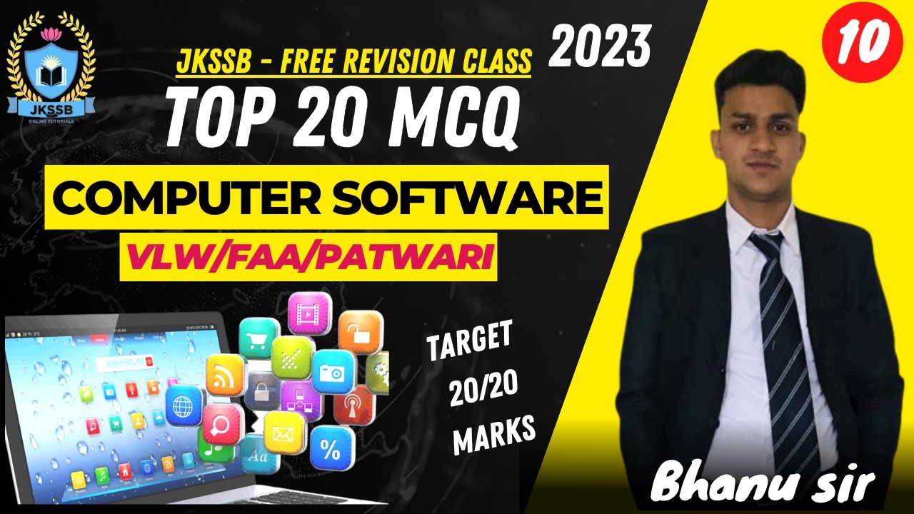 Top 20 Mcq on Computer Software for jkssb (vlw, faa, patwari) exam by Bhanu sir.