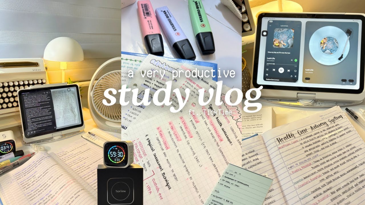a PRODUCTIVE study vlog📚| lots of note-taking, pomodoro, studying, finishing backlogs | ft. ticktime