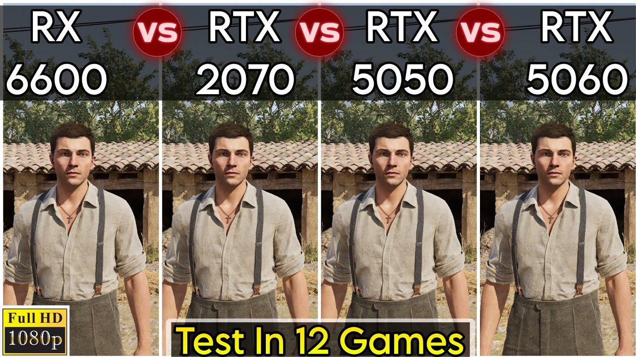 RX 6600 vs RTX 2070 vs RTX 5050 vs RTX 5060 - Test In 12 Games -  How Big Difference ?