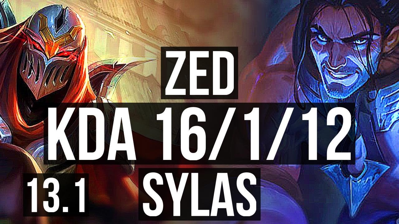 ZED vs SYLAS (MID) | 16/1/12, 2.0M mastery, Legendary, 600+ games | EUW Challenger | 13.1