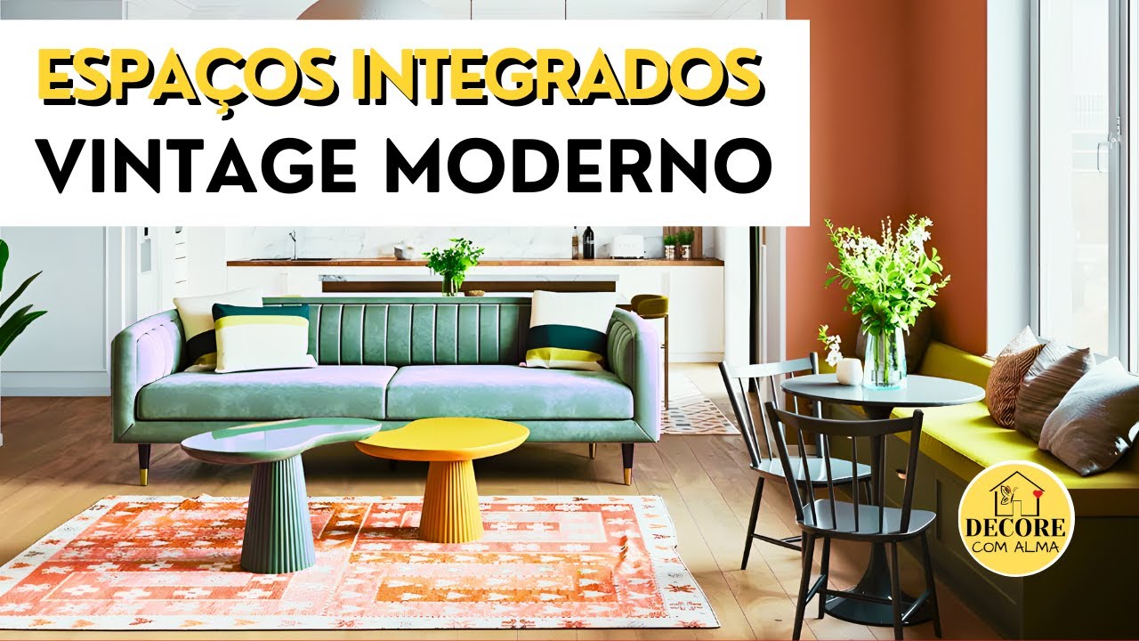 ✨SALA E COZINHA INTEGRADAS - Ideias de decoração vintage moderna e elegante
