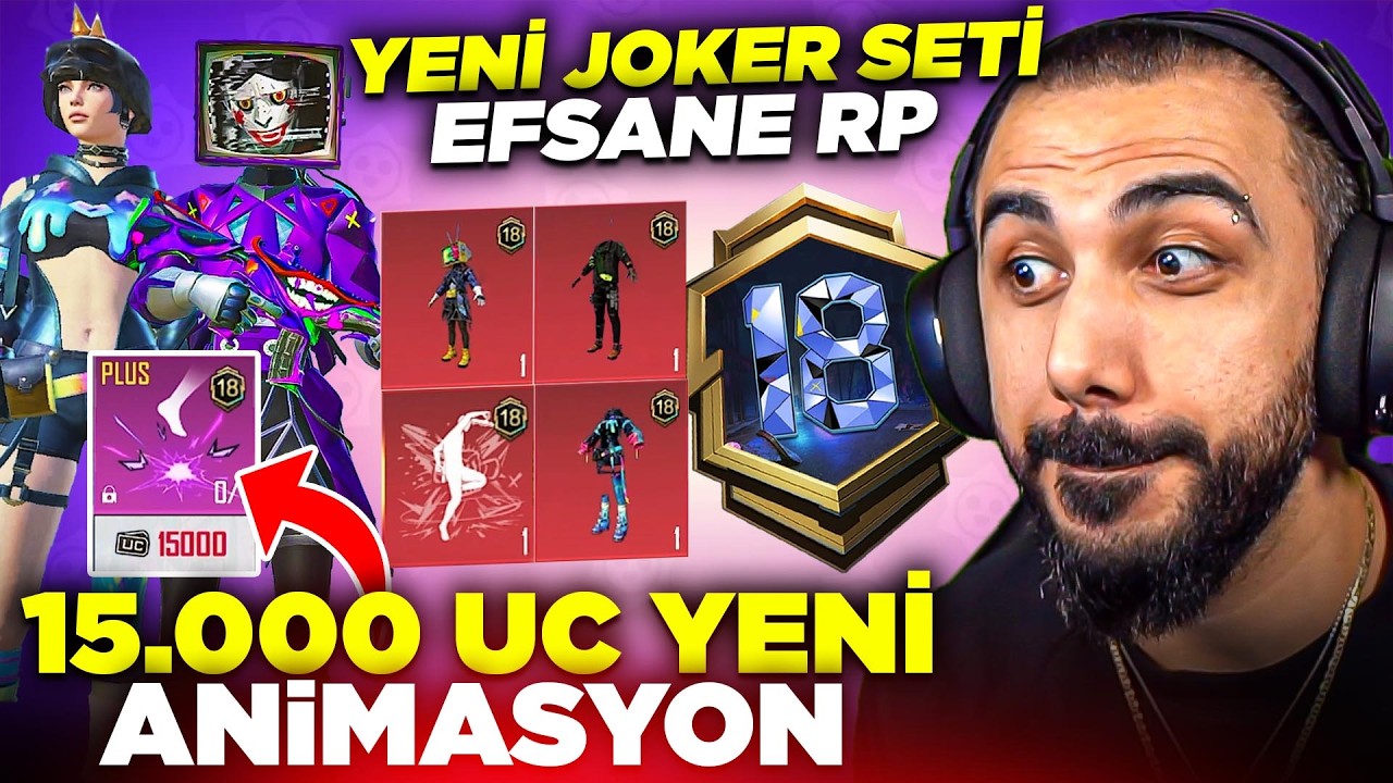 SEZON 18 GELDİ! 15.000 UC'LİK YENİ AYAK İZİ VE KOŞMA EFEKTİ 😱 JOKER SETİ EFSANE RP | PUBG Mobile