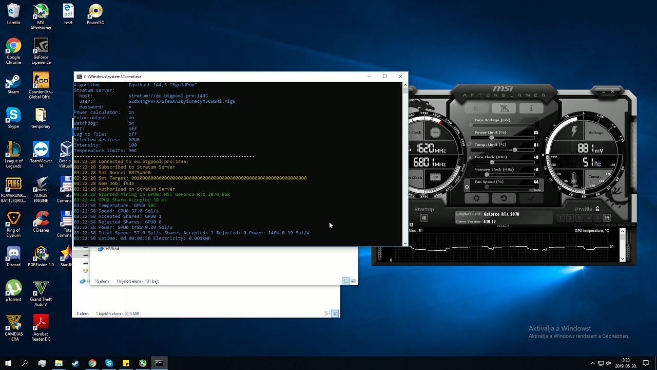 ❗️RTX 2070 BTG BitcoinGold Mining Hashrate | Equihash 144,5 