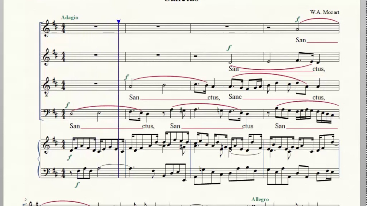 Sanctus, Missa brevis in D/D major, Mozart, KV194, Bass