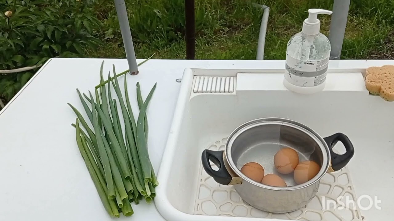 Пирожки с луком рисом и яйцом и обзор сада