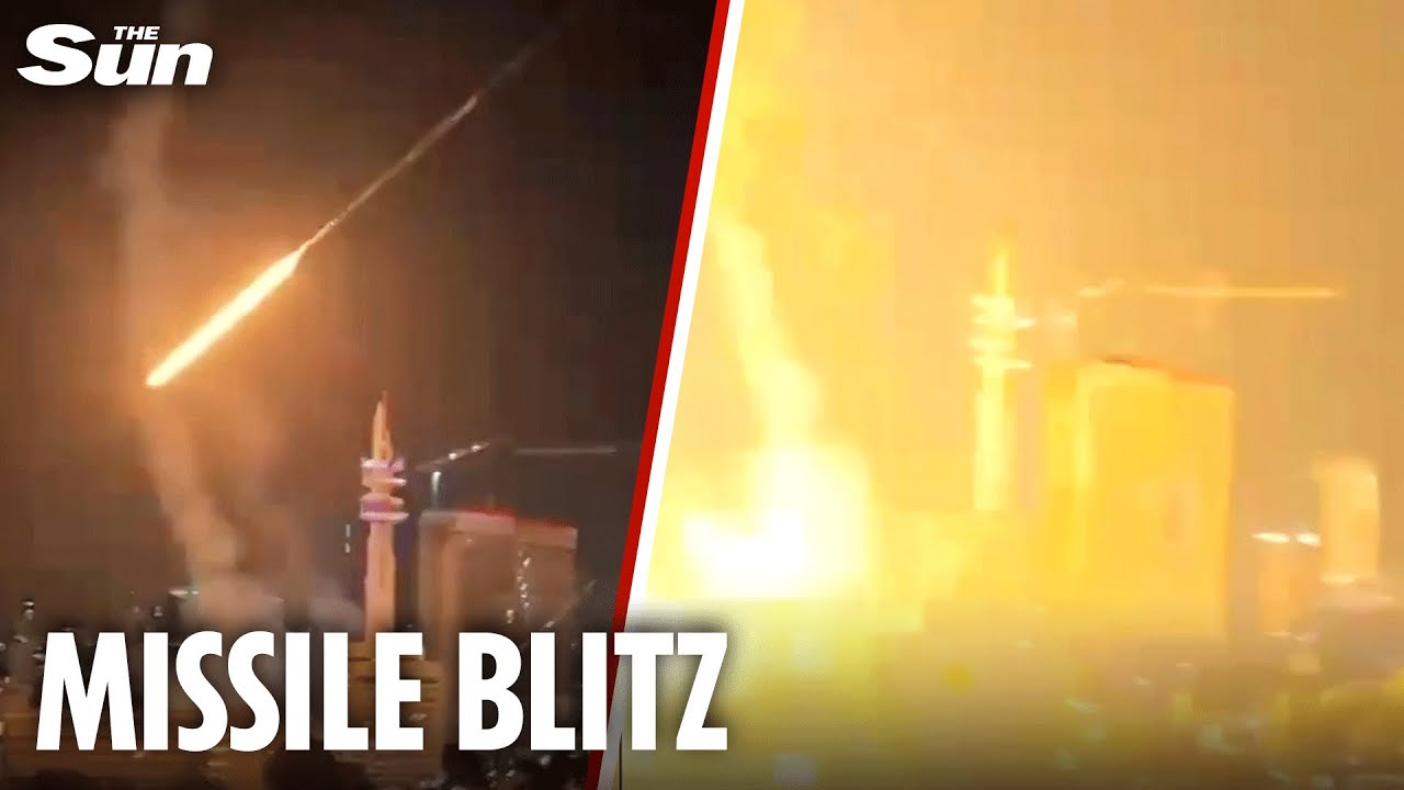 Moment Iranian missiles streak into Tel Aviv as Tehran targets Israel’s Pentagon