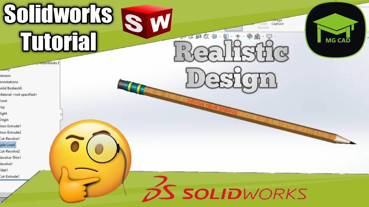 Exercise 08 : How to make 'Pencil Design' in SOLIDWORKS | Solidworks Tutorial | 3D Modelling