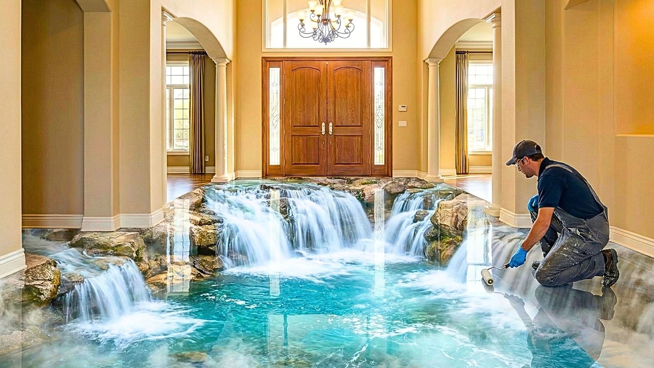 Top 8 Majestic Waterfall 3D Epoxy Floors Featuring Cascading Water Effects for Grand Entrances