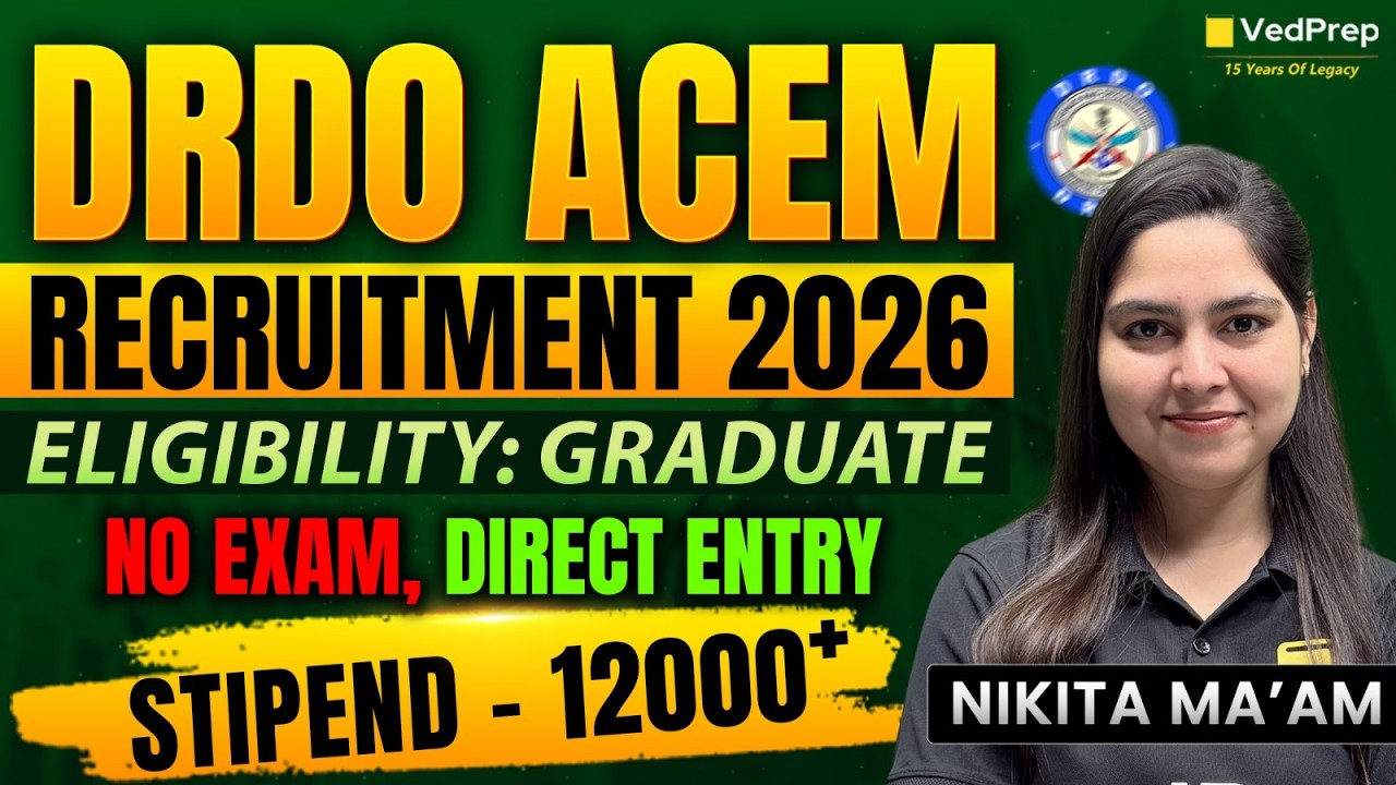 DRDO ACEM Recruitment 2026 🚀 Graduate Eligible | No Written Exam | Direct Entry | Stipend ₹12,000+