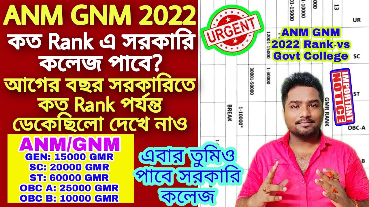 ANM GNM 2022 Rank vs College | ANM GNM 2022 Cut off rank | ANM GNM 2022 Counselling govt cut off
