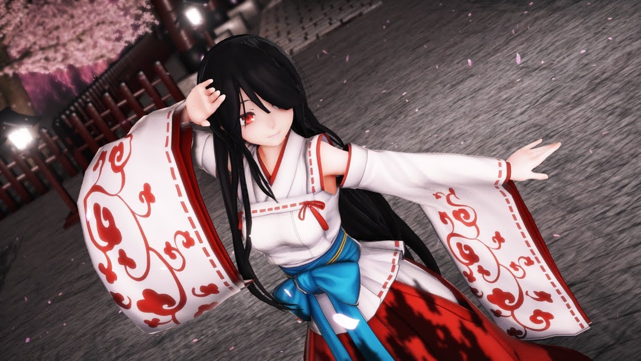【MMD】  極楽浄土  巫女服狂三(Gokuraku Jodo Witch suit kurumi)