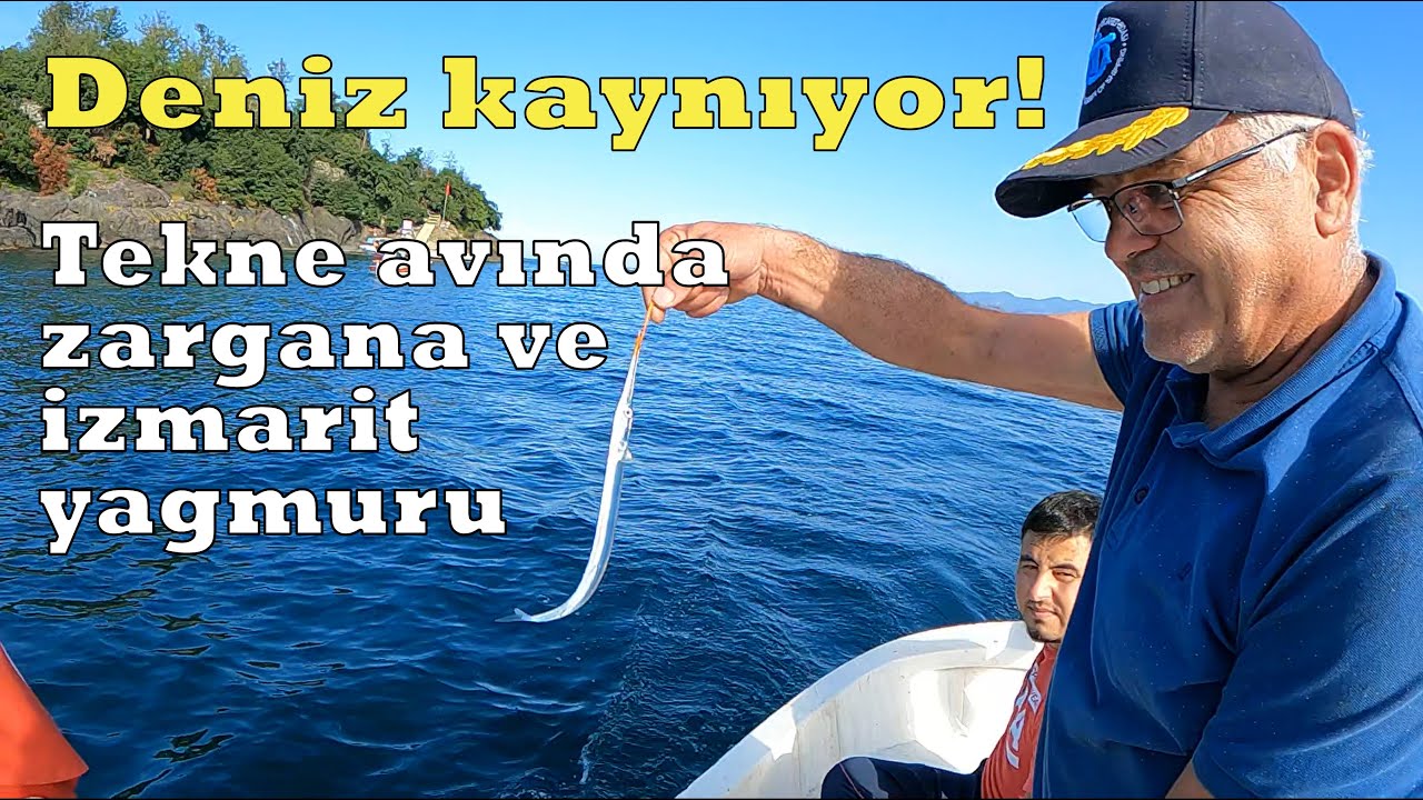 Deniz kaynıyor! Giresun'da tekne avında zargana ve izmarit yağmuru