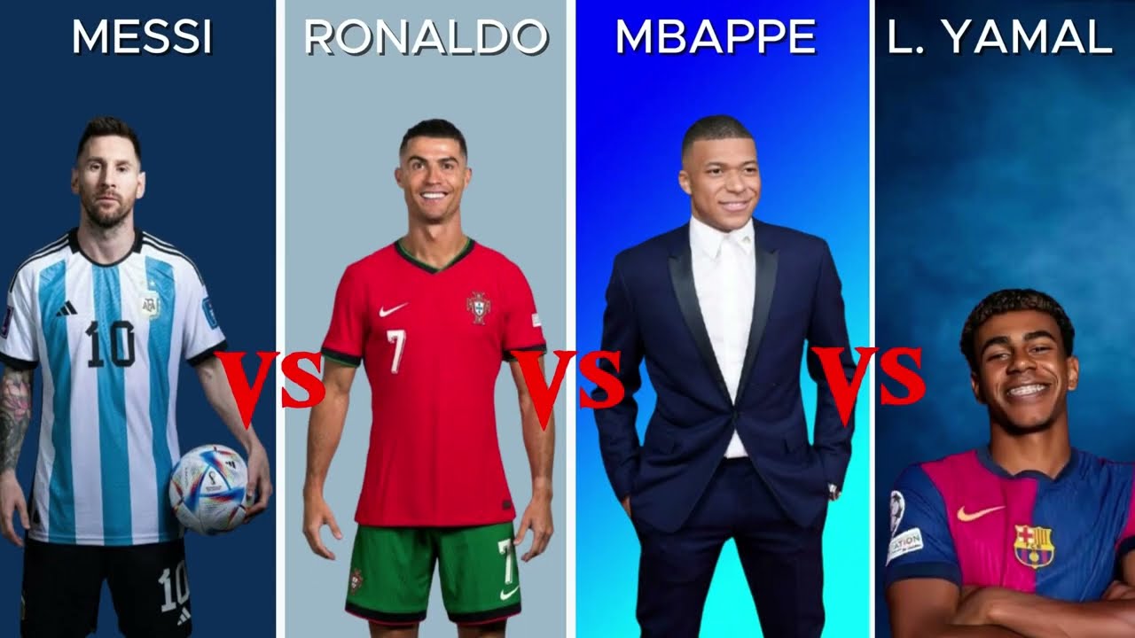 football legends vs new generation | Messi, Ronaldo, Mbappe, Yamal.