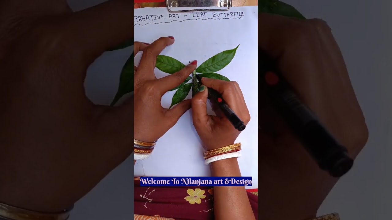 How Make To Easy leaf art  green butterfly... # baby activity art #shorts#@nilanjanaartdesing#