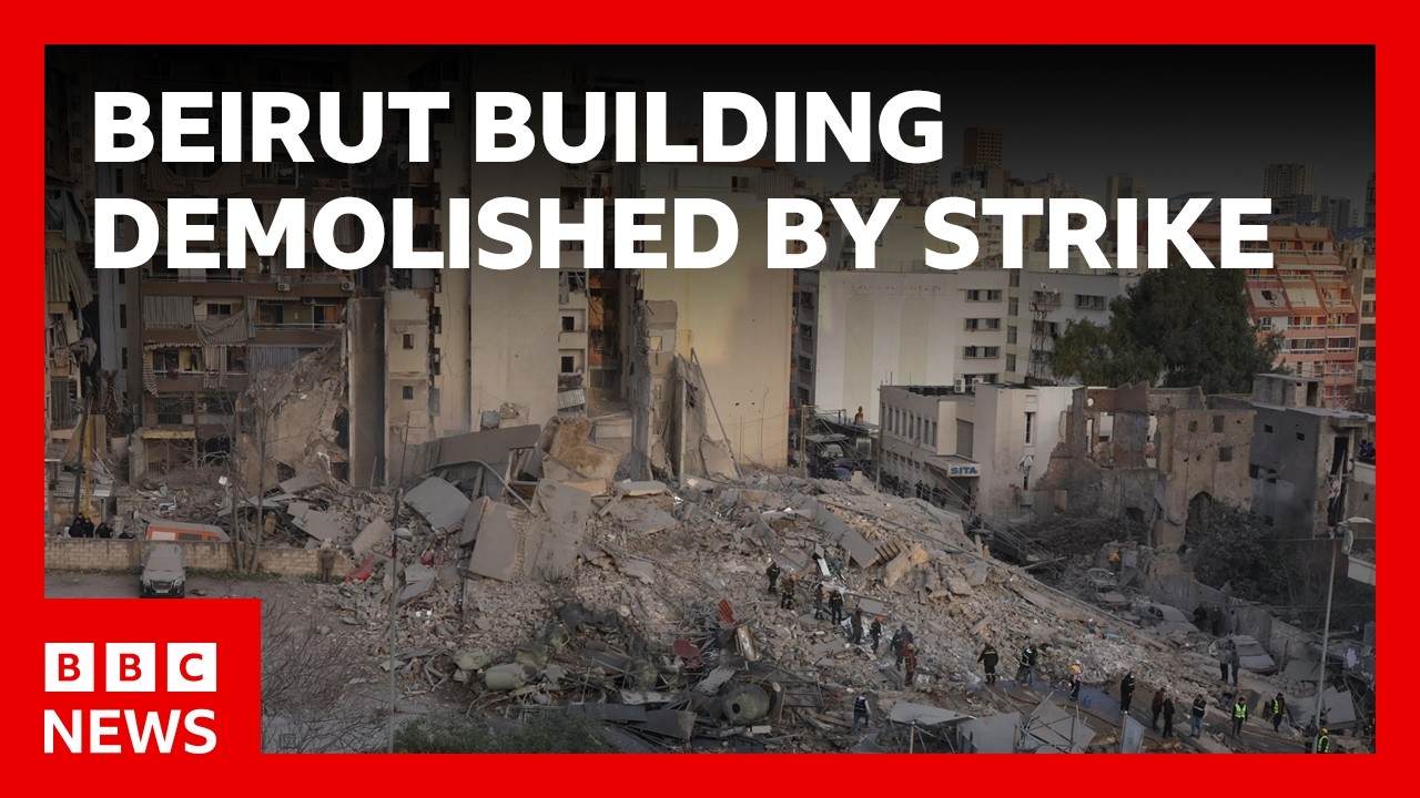 Israeli strike demolishes building in central Beirut | BBC News