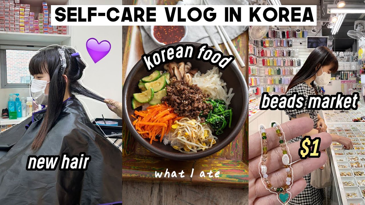Self-Care Vlog In Korea: new hair, cheap beads market, what I ate, cooking Korean food | Q2HAN