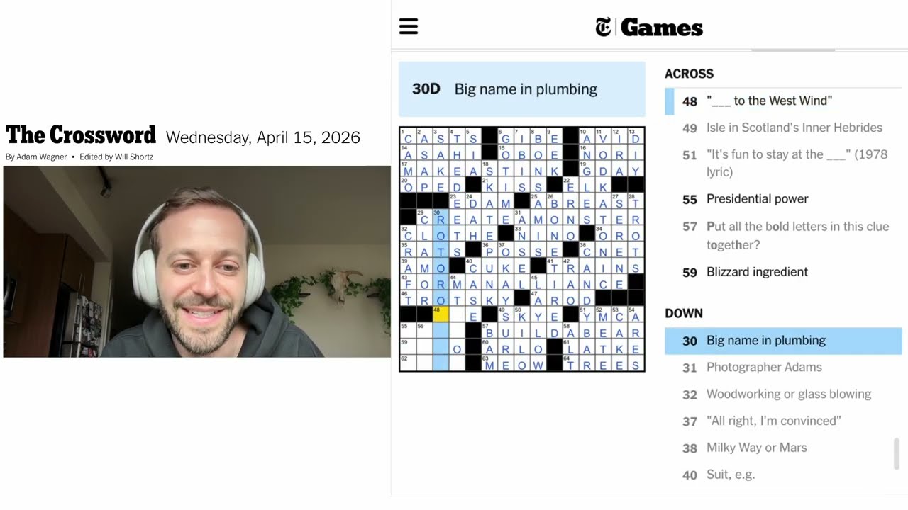 Наконец-то внимание к игре слов! | Кроссворд New York Times, среда, 15 апреля 2026 г.