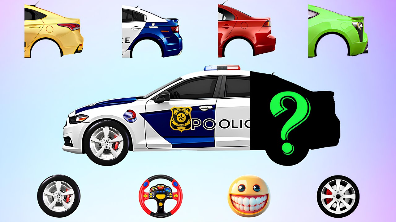 CORRECTLY GUESS THE BACK AND WHEEL OF THE POLICE CAR !MENEBAK GAMBAR RODA MOBILE POLICE!