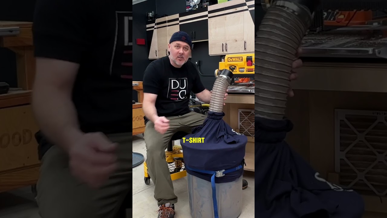 Одна футболка сэкономила мне кучу денег на пылеулавливателе для рубанка DeWalt.