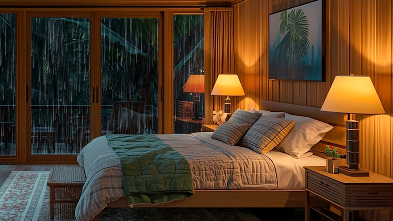 9 HOURS Heavy Rain in a Cozy Wooden Cabin 🌧️ Deep Sleep & Relaxing Rain Sounds