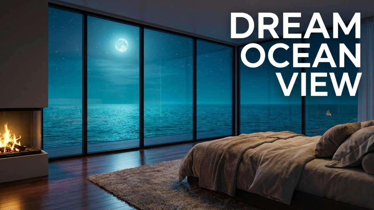 Floor-Level Window View at Night | Grounding Ocean Sleep Sounds