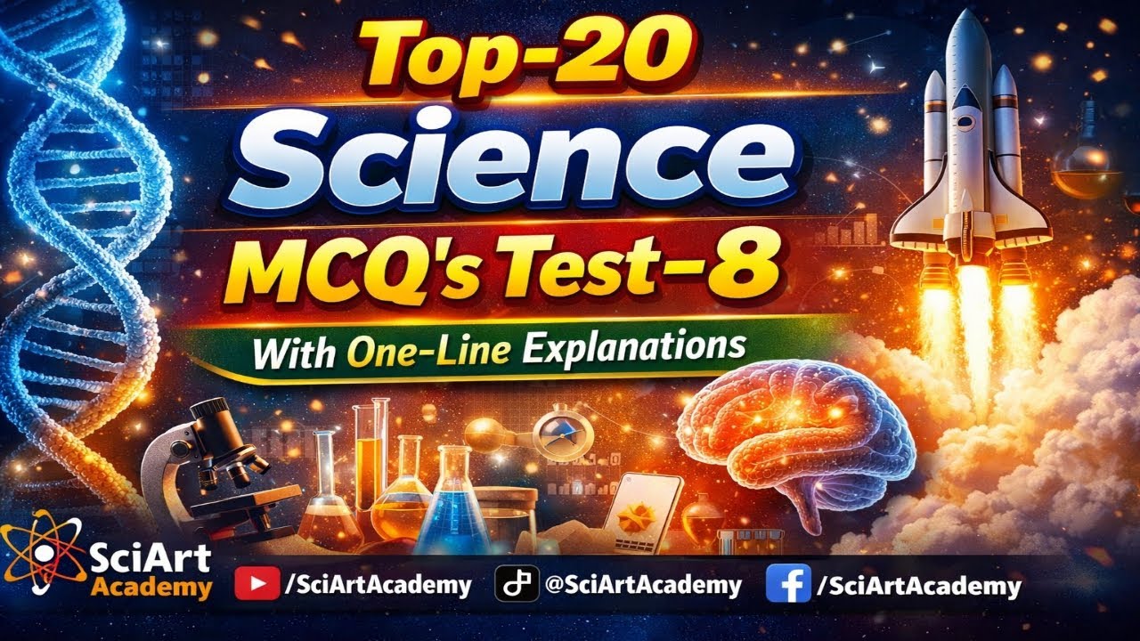 Top-20 || Science MCQ's Test–8||With One-LineExplanations || SciArt Academy