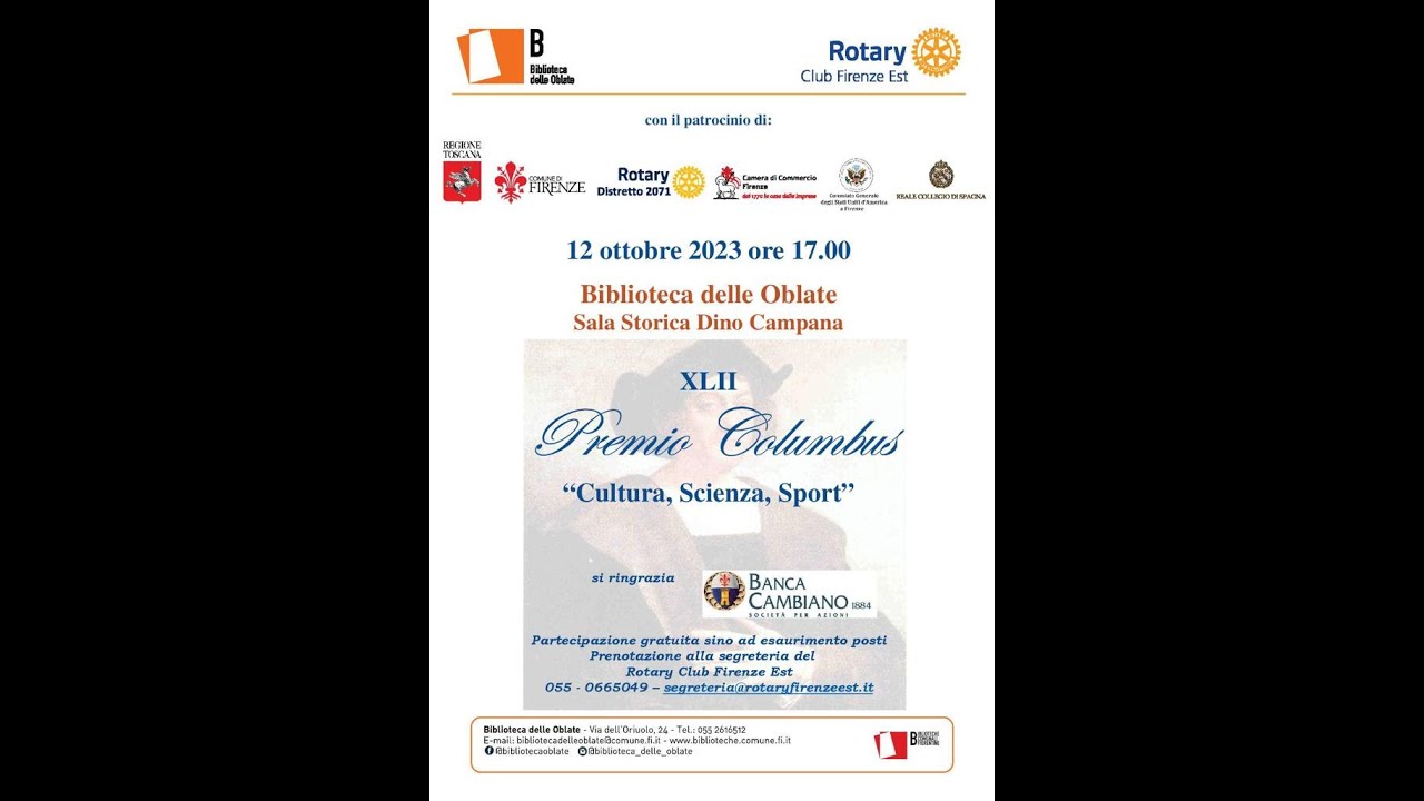 Premio Columbus 2023 servizio di Fabrizio Borghini