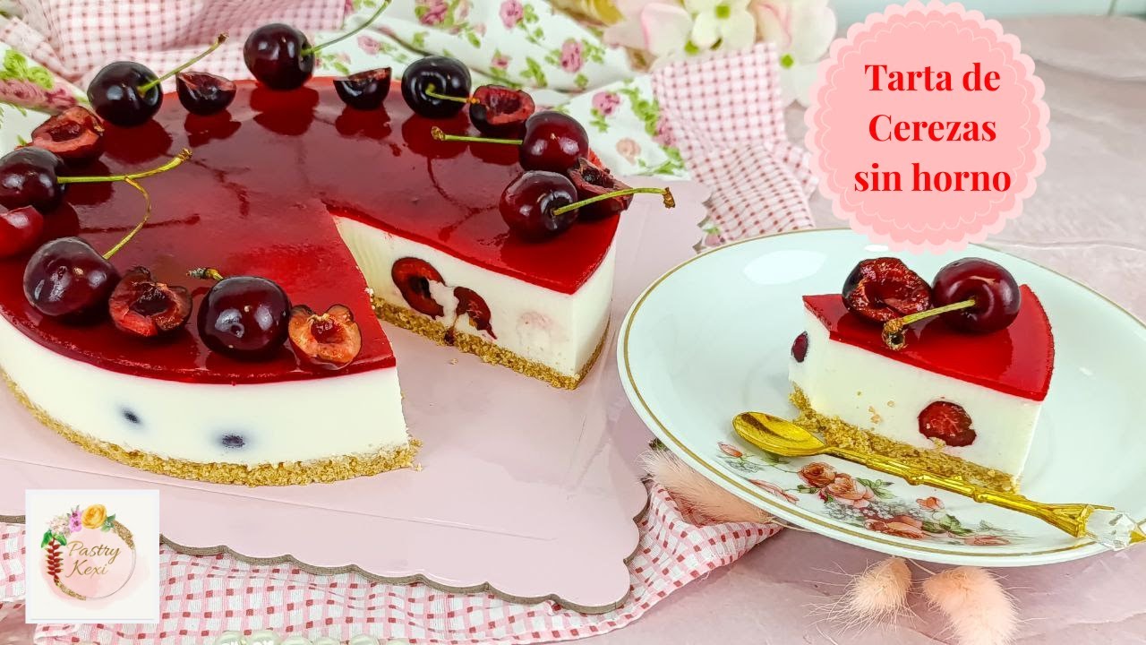 Tarta fría de cerezas y yogur (sin horno) 🍒 Cremosa, fácil y perfecta para verano
