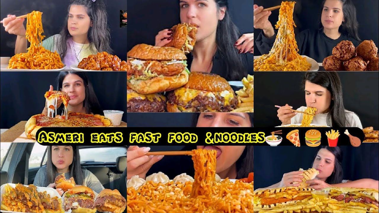 ASMERI EATS FAST FOOD & NOODLES MUKBANG COMPILATION |ASMR EATING FAST FOOD &NOODLES |NO TALKING