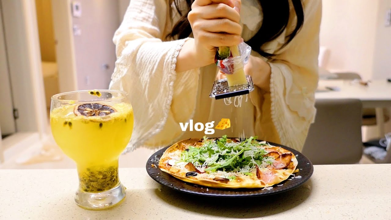 vlog | 밀린 강의 듣고 마트에서 장보고 집밥 만들어 먹는 자취생 일상, 주말엔 피자와 에이드🍕