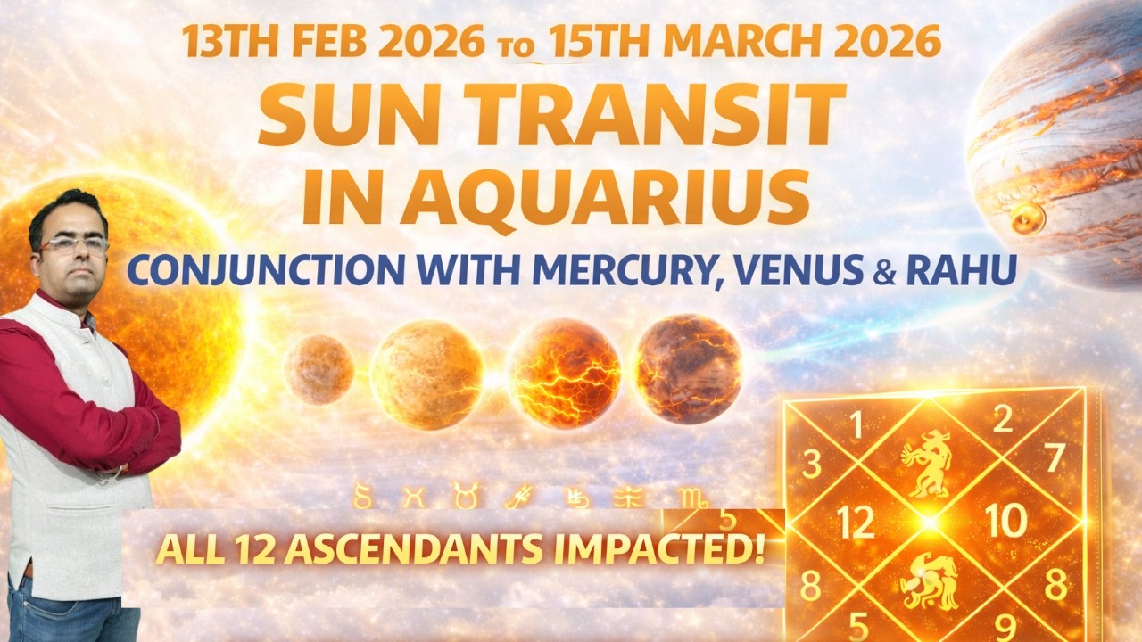 Sun Transit in Aquarius 2026 I Conjunction with Mercury Venus Rahu | Jupiter Aspect | 12 Ascendants