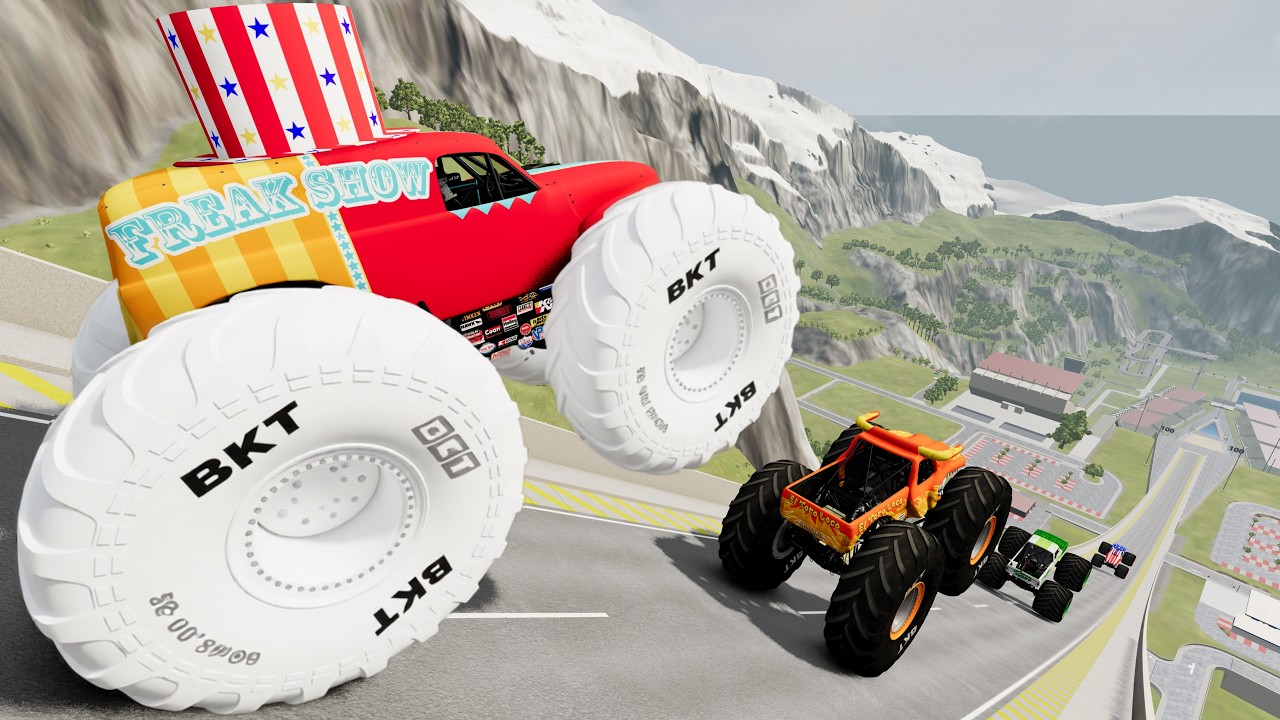 Epic High Speed Monster Truck Jumps And Crashes #098 - BeamNG Drive