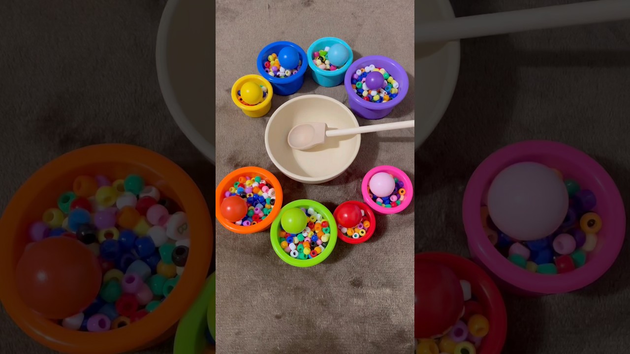 ❤️💚🩶 Reversed colorful wooden balls and beads ASMR #mrpawfurr #shorts #viral