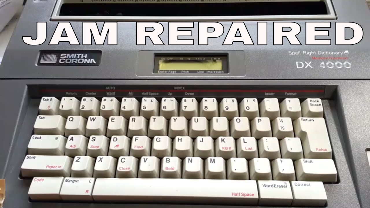 Smith Corona Electronic Typewriter Jammed Repaired H Series Memory Demo How to Bypass Ribbon Sensor