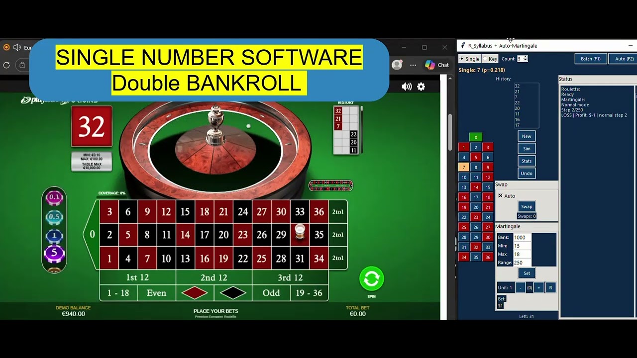 New  roulette software Live dealer AND RNG on single-number bets and has generated profits of &euro;585