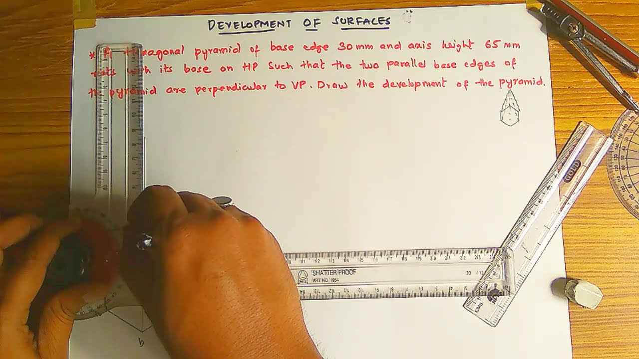 Solution No 2|How to draw Development of Surface of Hexagonal Pyramid| (English)by M.A.Mehboob